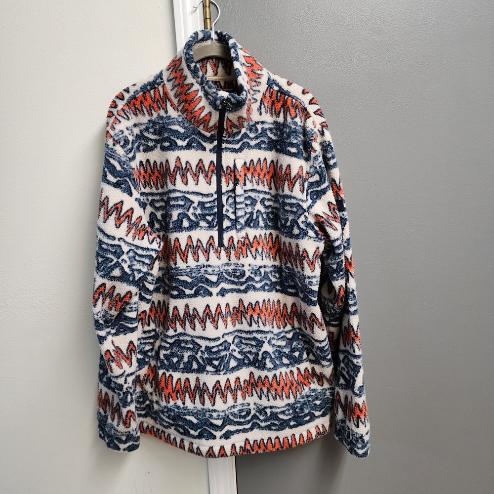 BILLABONG Boundary Mock Neck Sweater Fleece Pullover Aztec Inspired Geometric L